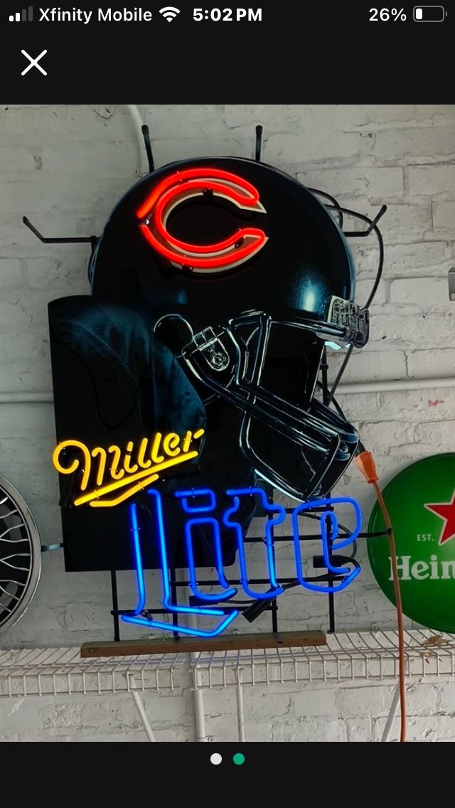 Large 3 X 2‘Chicago Bears Miller life, neon sign for wall or freestanding