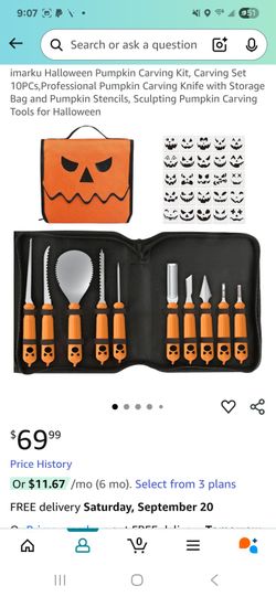 Halloween Pumpkin Carving Kit, Carving Set 10PCs,Professional Pumpkin Carving Knife with Storage Bag and Pumpkin Stencils, Sculpting Pumpkin Carving 