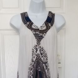 White with tribal print dress 