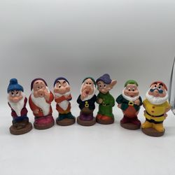 Disney Snow White & The Seven Dwarfs 5" Vinyl Bath Toy Figures Vintage  Set of 7
