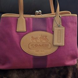 coach y2k Hamptons 10th anniversary pink kisslock canvas tote