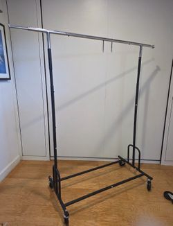 Heavy-Duty Adjustable Rolling Garment Rack – Commercial Clothing Rack