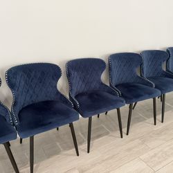 Tahari Blue Velvet studded Dinning chairs