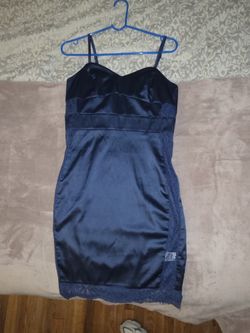 Blue Satin Slip Dress