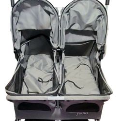 YOOKI Double Side Grey Pet Stroller Dog Puppy Cat 31 W  x 28 H Foldable 360° Wheels  Travel 