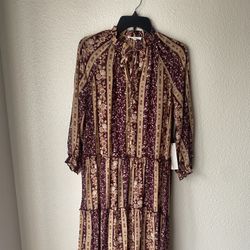 Brand new womans June & Hudson brand brown tiered  maxi dress up for sale 