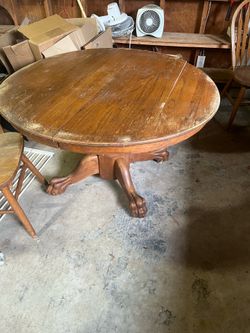 Solid wood table with insert and 4 chairs