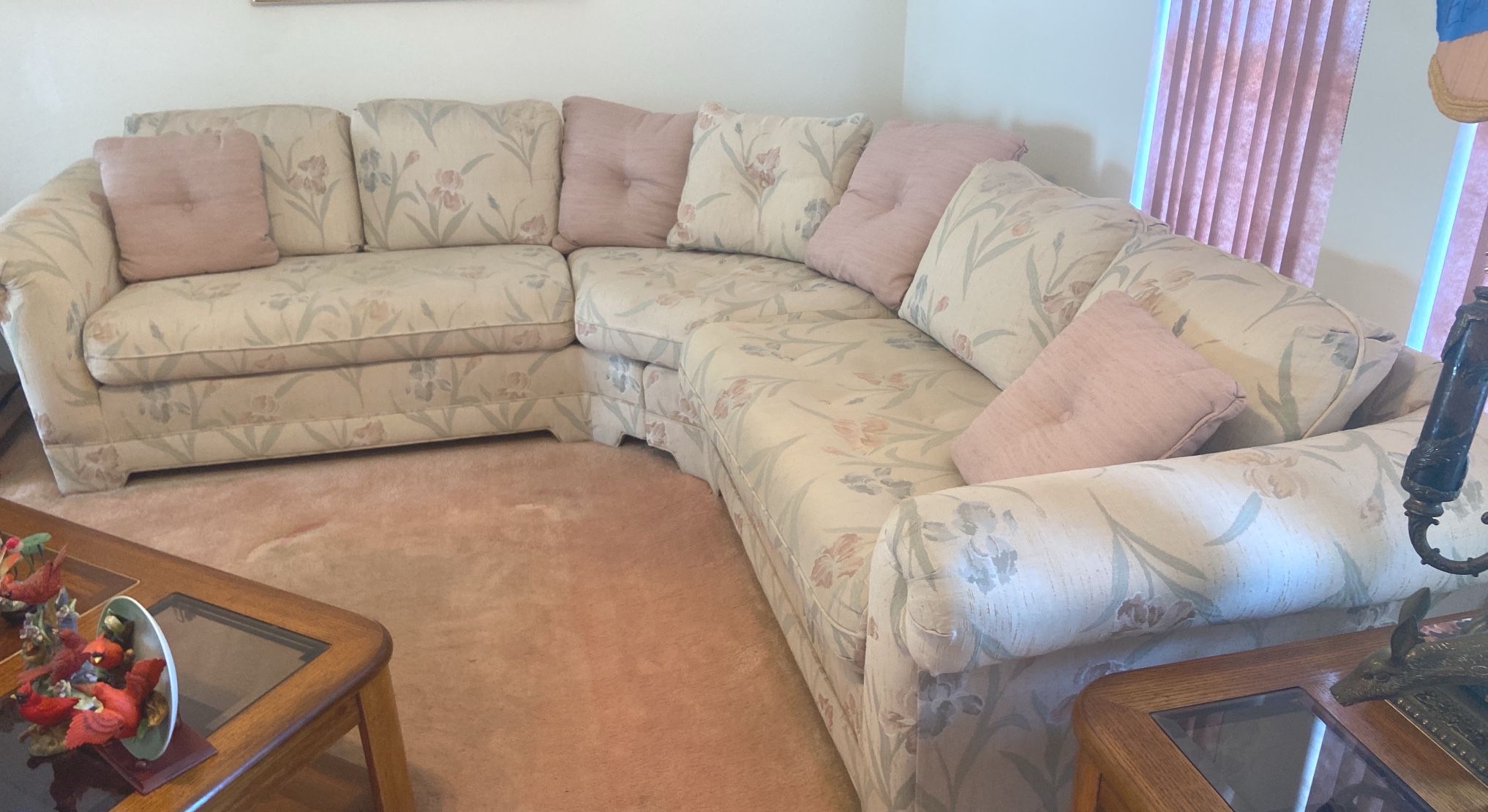 Couch, Painting, and Two Lamps