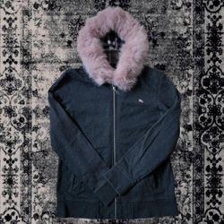 2000's Burberry Black Label Zip Up Fur Hoodie (Japan Exclusive)