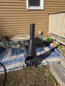 Black Steel Outdoor Chiminea Fire Pit