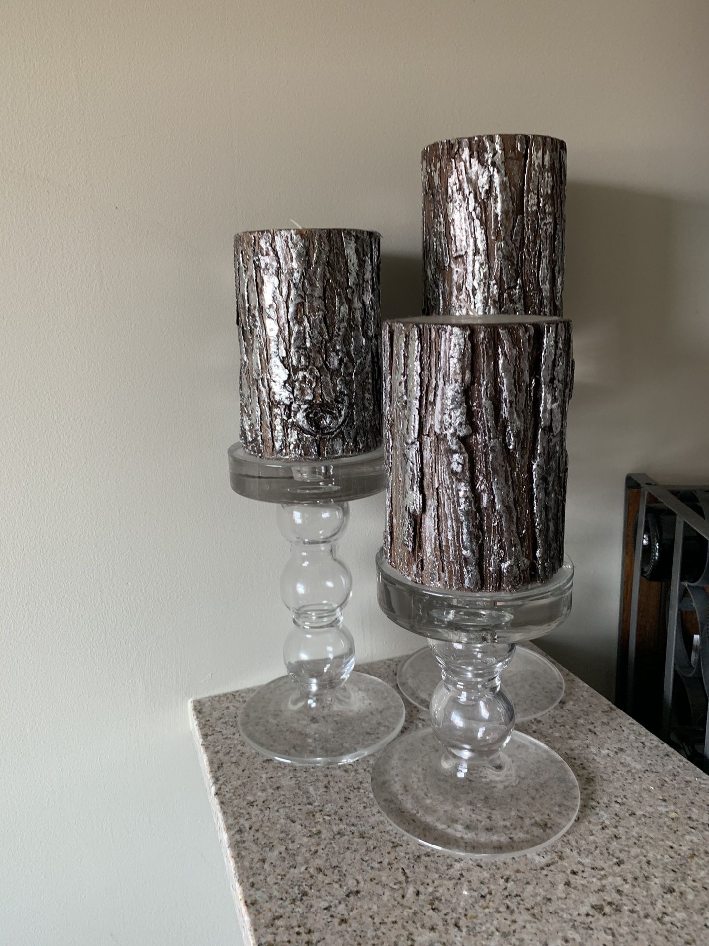 Pottery Barn Candles and Holders- Set of 3