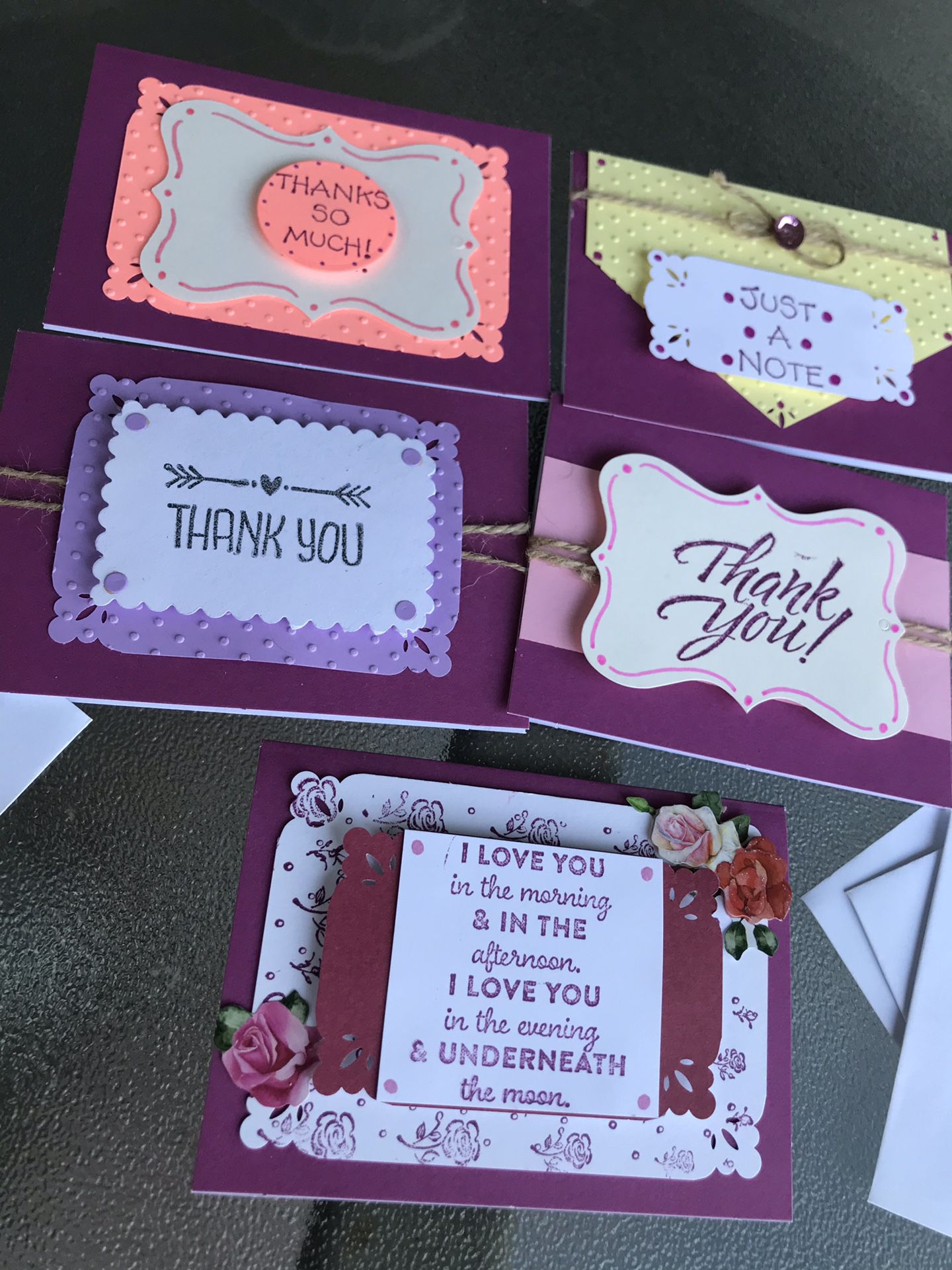 Handmade thank you cards with envelopes