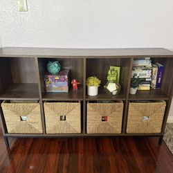 Brown Storage Unit w/ 8 Ikea Baskets