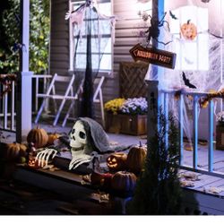 Partyear Halloween Decorations Outdoor, Realistic Skeleton Halloween Decor, Real Scary Patio Lawn Cemetery Garden Decorations Outdoor Indoor Halloween