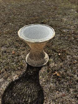 Small Glass Top Fiberglass Table