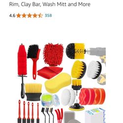Jaronx 32-Piece Car Detailing Brush Kit - Interior/Exterior Cleaning Set with Wheel, Rim, Clay Bar, Wash Mitt and More