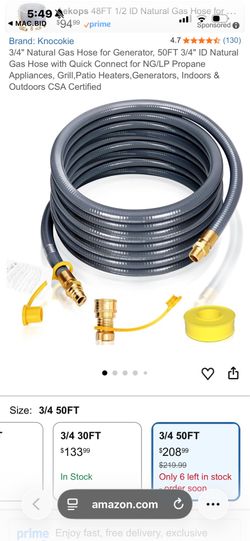 Natural gas hose 3/4” half price