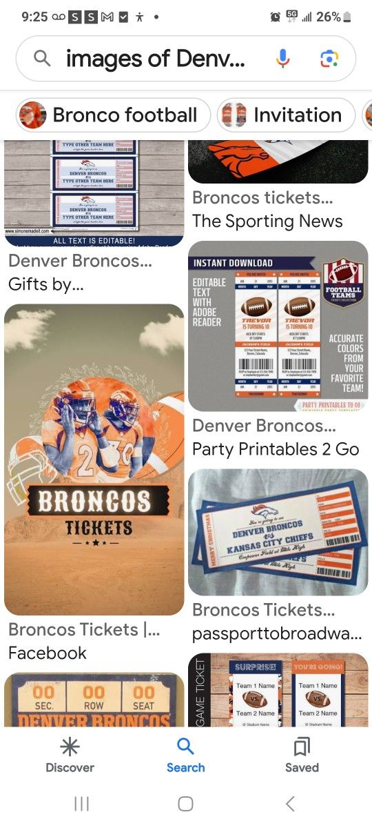 BRONCO HOME GAME TICKETS 