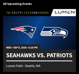 Seattle Seahawks VS New England Patriots CHARTER SEATS