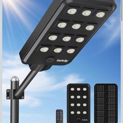 Gefolly G-13000W Solar Street Light Outdoor, 6500K Wide Angle Commercial Parking Lot Light Dusk to D