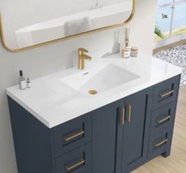 48 in. W x 22 in. D Rectangular Single Sink Bathroom Vanity Top White Solid Surface Vanity Top in Glossy White