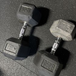 Pair Of 75lb Dumbbells 