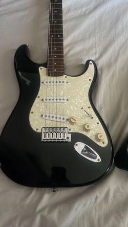 Black and white marble Squier Stratocaster