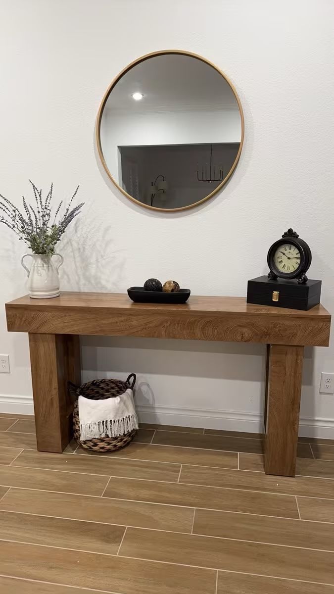 63" Farmhouse Console Table – Narrow Sofa Table Behind Couch, Industrial Wood