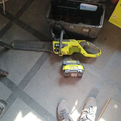 ryobi 18 inch 40 volt chainsaw with battery and chargger