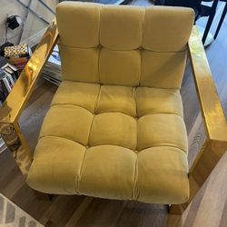 Mod Shop Yellow Velvet & Brass Chair