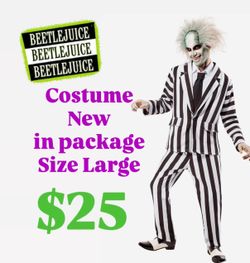 Beetlejuice Costume for Adults, Men's Costume size Large