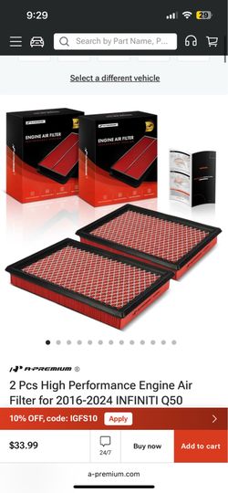 Air Filter for 2016-2024 INFINITI Q50