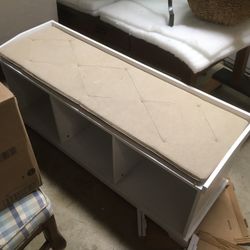 $5 bench seat storage cubby shelf white 4 ft long