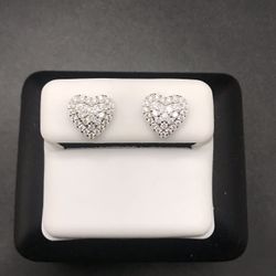 925 Sterling Silver 0.80CT MOISSANITE Heart Screw Back Unisex Earrings 