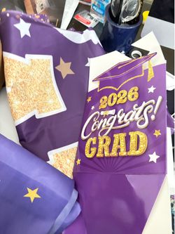 Free purple and gold 2026 graduation decorations