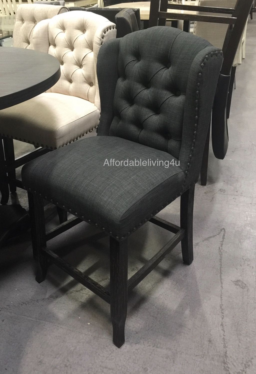 Grey Wingback Counter Ht Chairs Set Of 2 Brand New In Box 
