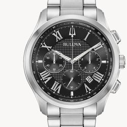Bulova Men's Classic Wilton Stainless Steel Chronograph Watch black dial
