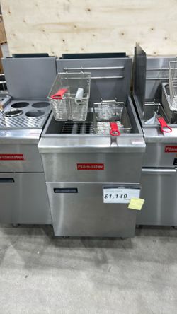 Flamaster FLM-F5-LP 21" Liquid Propane Floor Fryer, 75-80 lb, 5 Tubes, 150,000 BTU