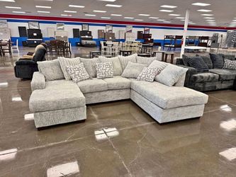 😍 Brand New Light Gray Oversized U-Shape Sectional Couch/Sofa W/ Double Chaise + Pillows | Large Comfy Upholstered Couch | Modern Living Room Furnitu