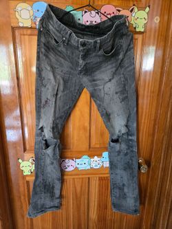 Ripped Distressed Denim w/ Ankle Zips