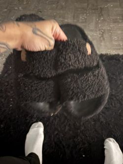 Black furry slides