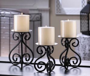 SCROLLWORK CANDLE STAND TRIO