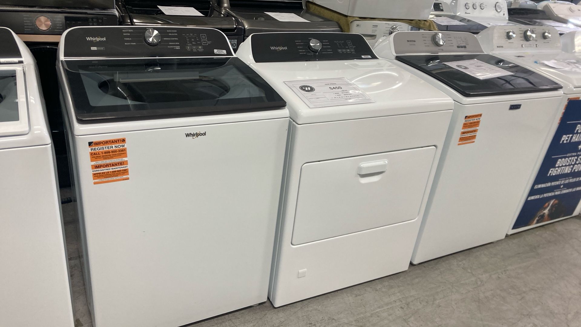 Whirlpool Topload Washer With 2 In 1 Agitator / Gas Dryer