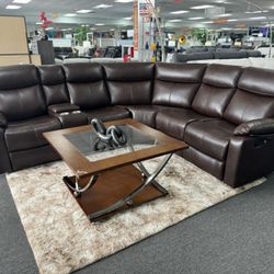 PRICE DROP NOW‼️Stunning Chocolate Reclining Sectional With LED Lighting Available In White $999