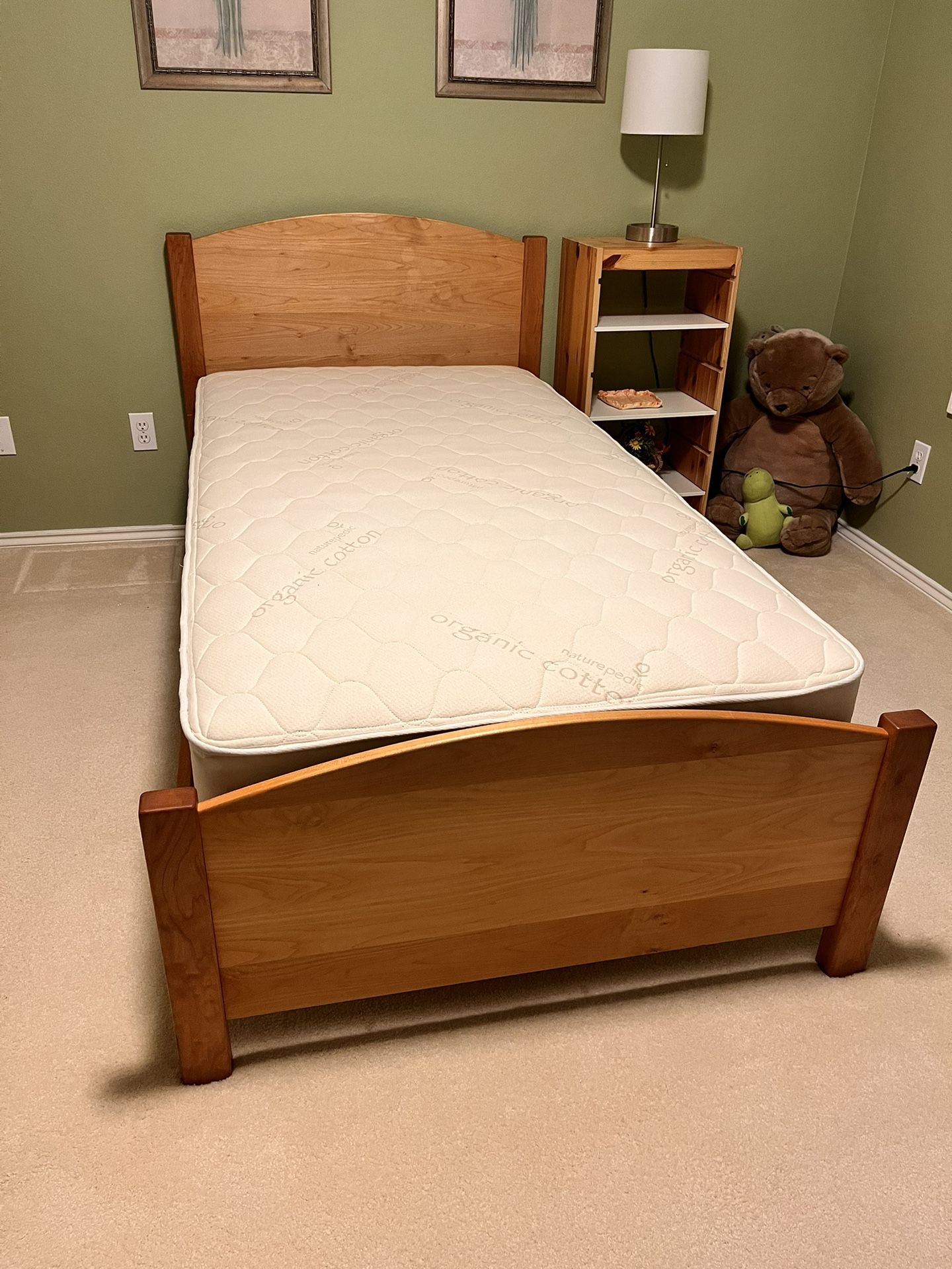 Solid Maple Twin Bed Frame & Organic Twin Mattress