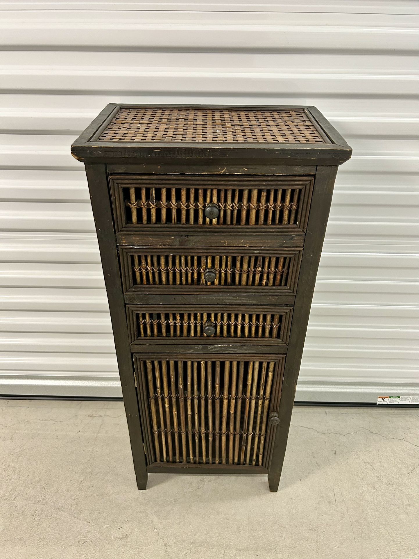 Solid Wood/Bamboo/Rattan Storage Cabinet (3 Ft 2 Tall)