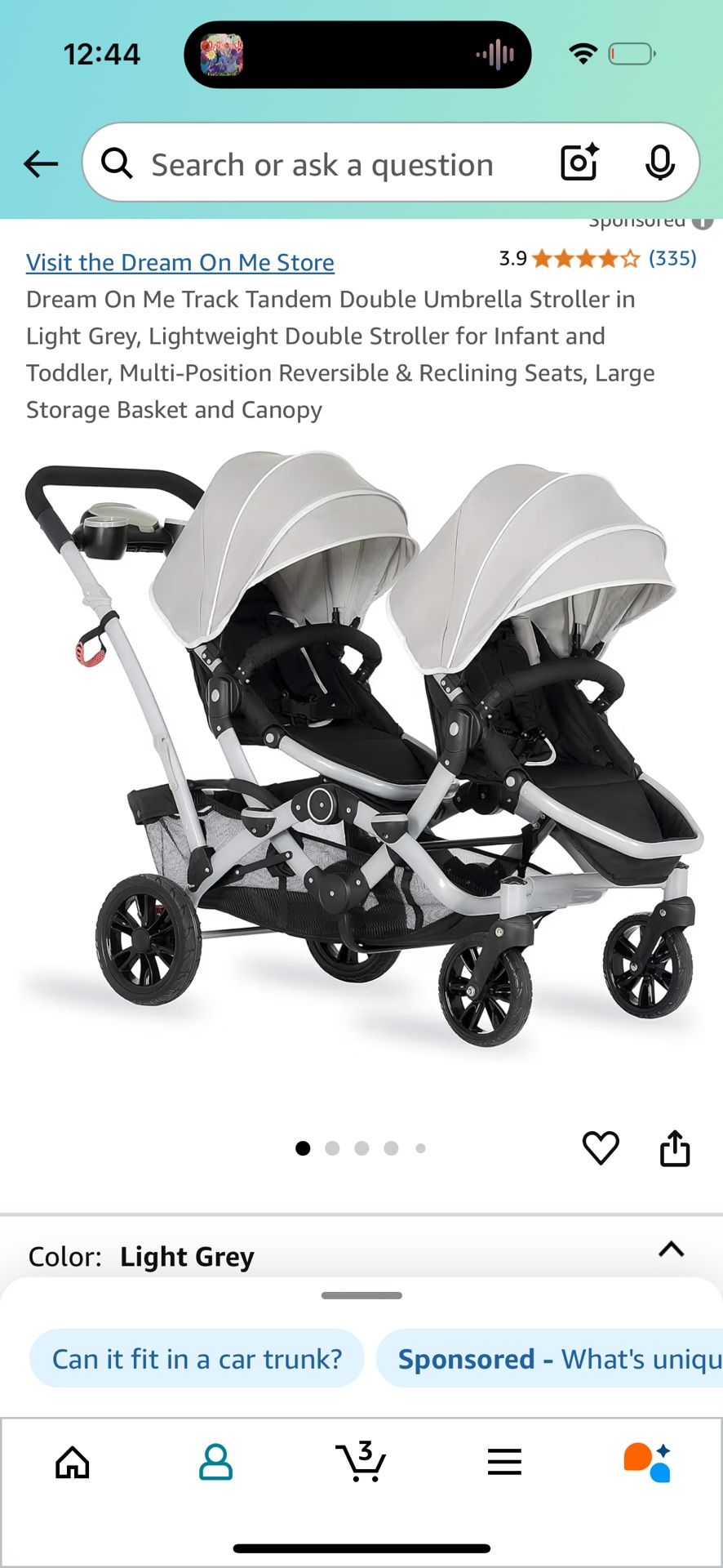 Dream On Me Track Tandem Double Umbrella Stroller