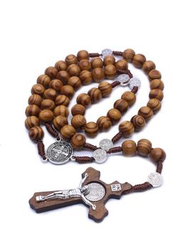 12 pc Handmade Wooden Catholic Rosaries, Rosary Beads Necklace Wood Christian Prayer Beads Catholic Christian Gift