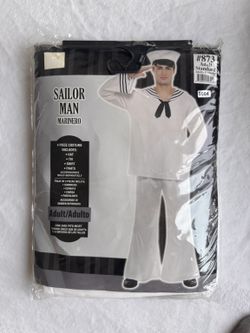 Sailor Man Costume Adult Mens One Size 4 Piece Hat Shirt Tie Pants New