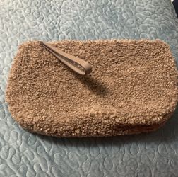 Banana Republic faux shearling caramel Pouch Wristlet 